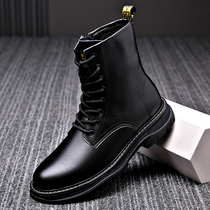 Winter plus leather leisure martin boots Short tube warm cotton shoes male zipper outdoor leather boots waterproof single boots