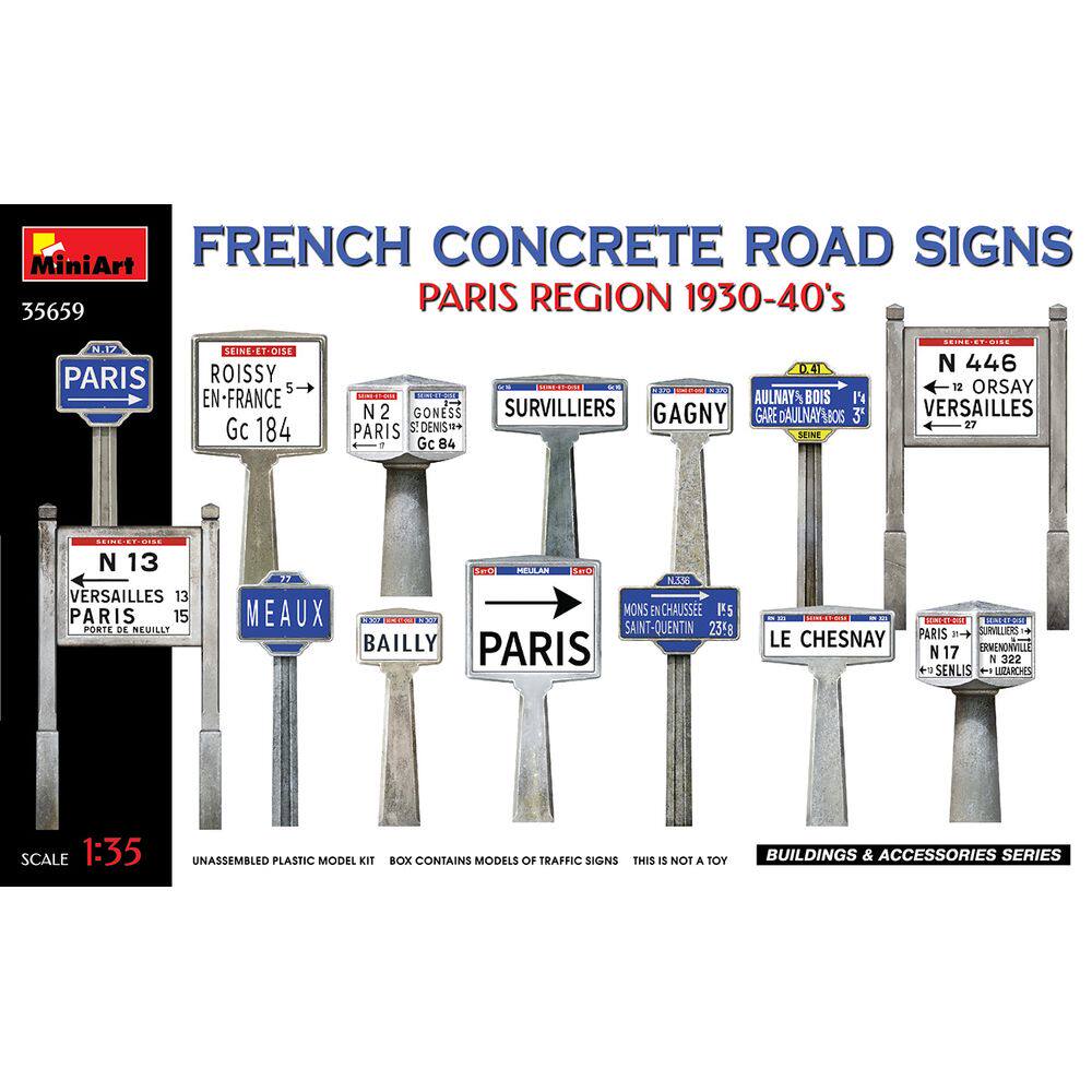 JZ assembled model MiniArt 35659 1 35 concrete road signs in Paris, France 1930-40