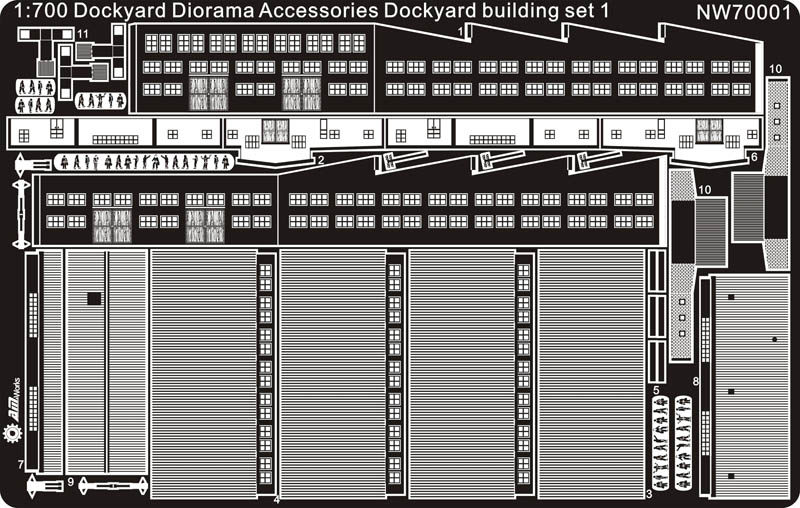 JZ Assembled Model AM-WORKS NW70001 1 700 Port Scene Series--Shipyard Building 1