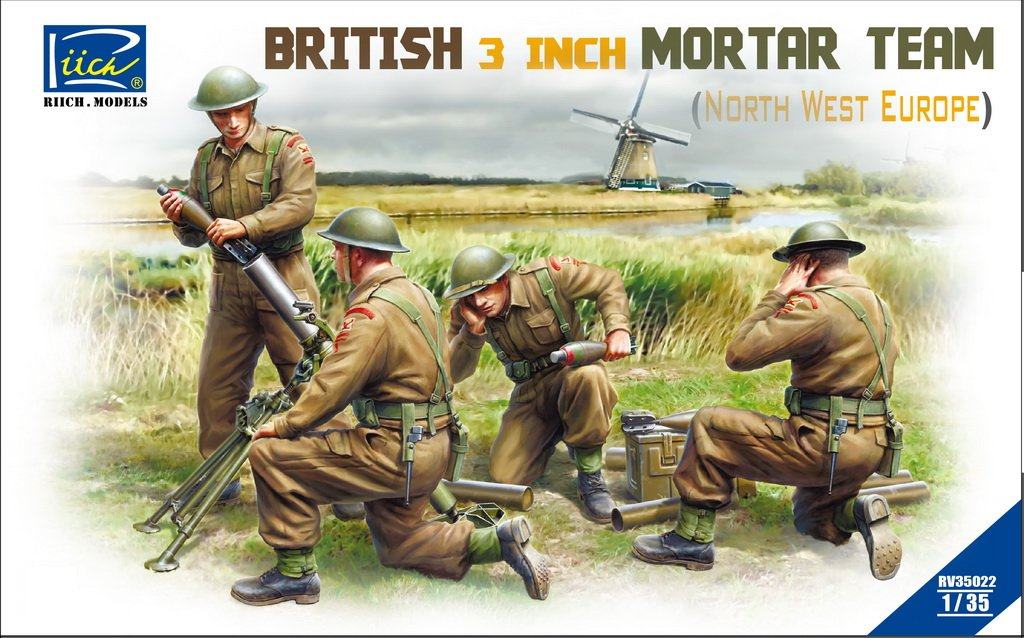 (JZHOBBY) wise RV35022 1 35 World War II British troops 3 Inches mortars and a group of soldiers