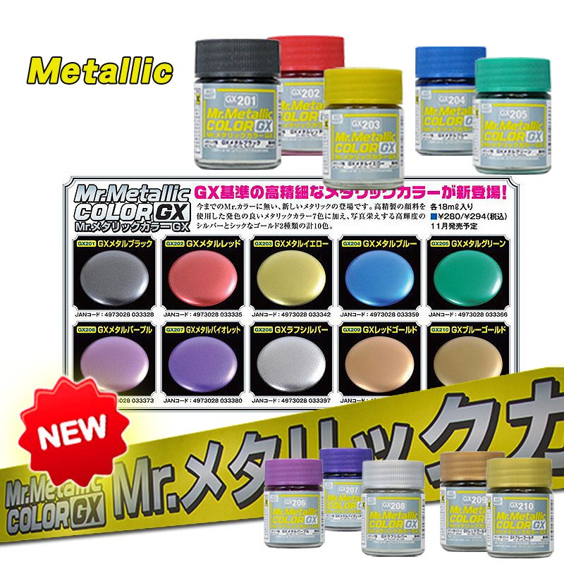 【Jzhobby】Gunze Metallic Bright Color (18ml) Gx201-Gx217 Metallic Paint