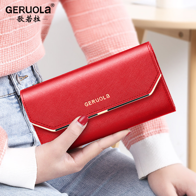 Wallet female long version of the leather fashion brand temperament large capacity wild simple soft leather wallet clutch bag card bag one