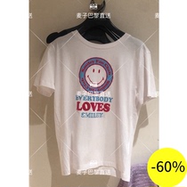 (Wheat) SANDRO 20 spring summer round smiley face letter print T-shirt * TS00600