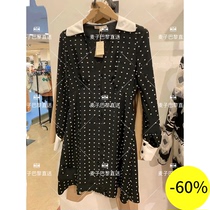 (Wheat) MAJE 20 spring summer color color sleeve collar dot print dress * RO00837