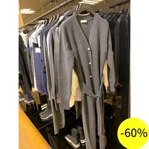 (Wheat) SANDRO19 autumn and winter Pearl breasted belt knitted dress * RO00560