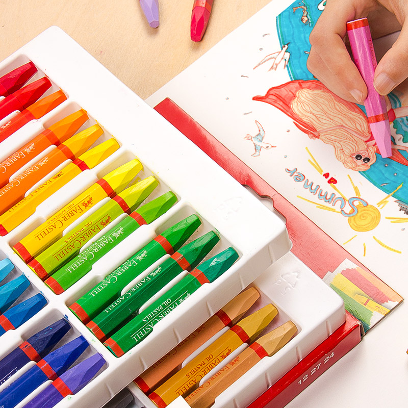 Huibaijia oil painting stick 12 colors 24 colors 36 colors 48 colors hexagonal crayon oil flower stick Kindergarten baby graffiti pen Coloring pen Heavy color oilization stick Children's painting set colorful stick painting pen