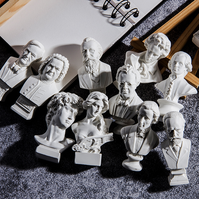 (10 sets C) resin small plaster statue 5-8cm mini figure model David Qin female Beethoven Mozart ornament art teaching aids painting sketch head portrait sculpture plaster body