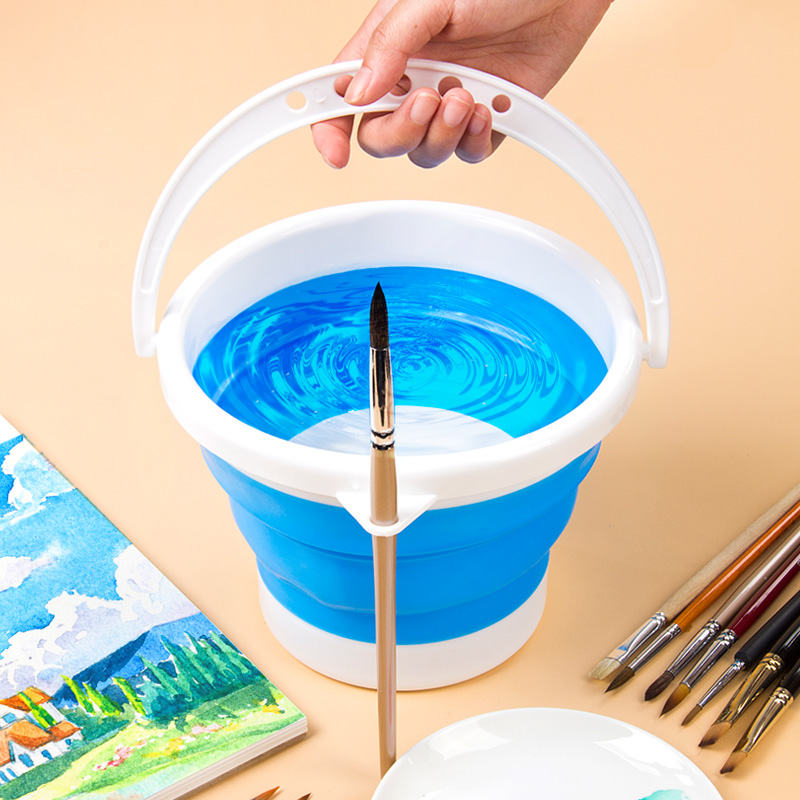 Berrens washing pen barrel portable folding and folding washing pen holder retractable multifunctional silica gel large number bucket beautiful children's art and brush pen holder fine art watercolor water powder propylene pigment drawing special tool