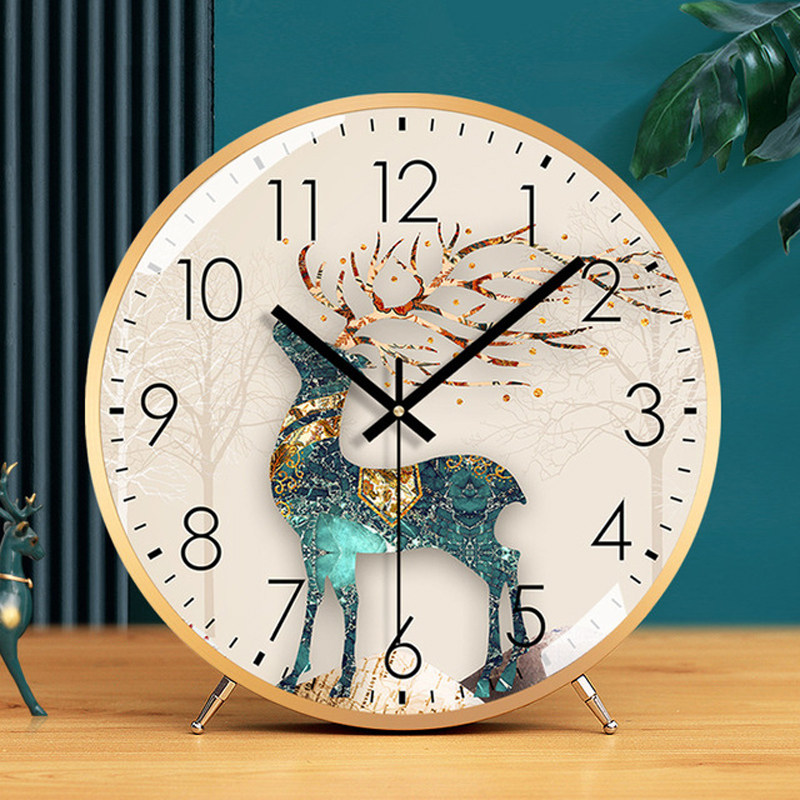 Bedside Living Room Mute Creative Personality Seat Clock Home Desktop Light Lavish Watch Hanging Clock Desktop Upscale Retro Clock
