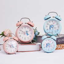 Student Dinosaur Blue Pink Simple Modern Metal Silent Alarm Clock Childrens Bedroom Desktop Bedside Desktop Clock