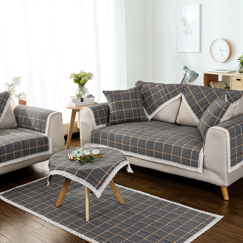 Bắc Âu cotton và vải lanh đơn giản sofa đệm bốn mùa phổ biến chống trượt dày ba người kết hợp đệm sofa bọc khăn - Ghế đệm / đệm Sofa