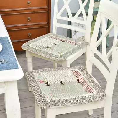100% cotton pure cotton breathable thin dining chair cushion Fabric cushion Office computer chair cushion Universal belt strap non-slip