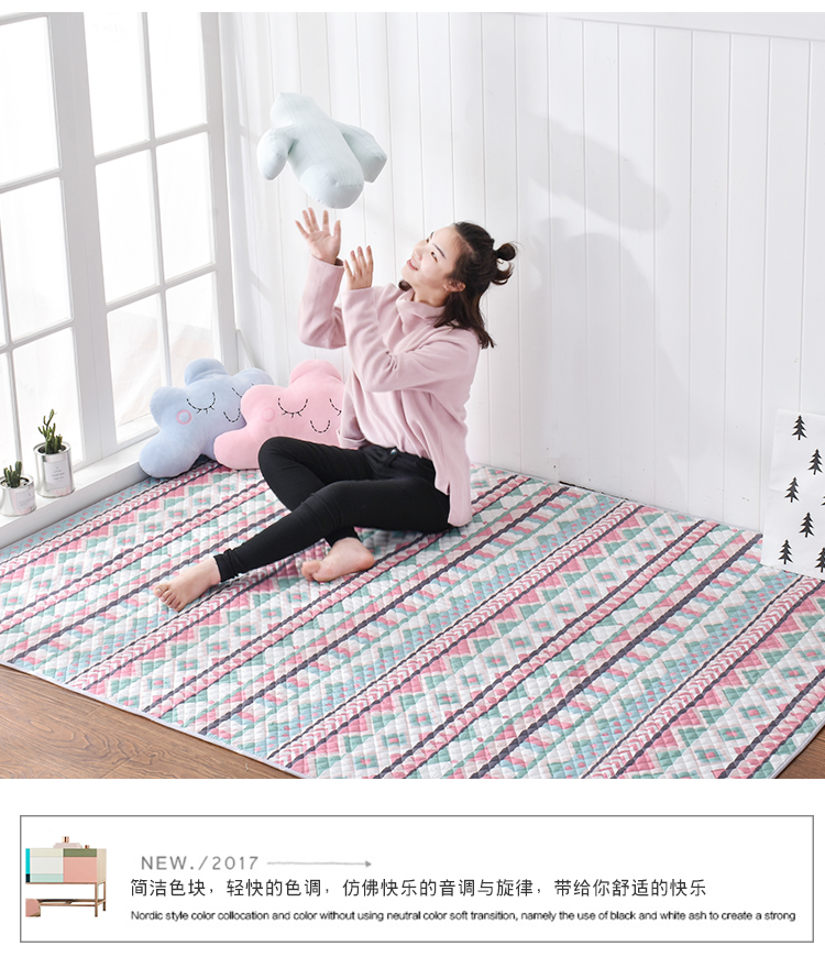 Bắc âu vải cotton thảm phòng ngủ bàn cà phê cạnh giường ngủ mat bò tatami thảm non-slip cotton máy có thể giặt