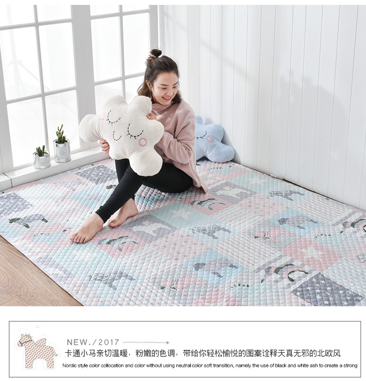 Bắc âu vải cotton thảm phòng ngủ bàn cà phê cạnh giường ngủ mat bò tatami thảm non-slip cotton máy có thể giặt