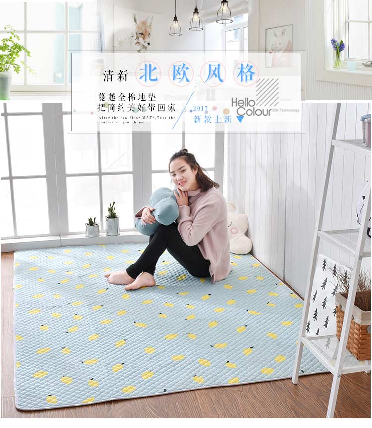 Bắc âu vải cotton thảm phòng ngủ bàn cà phê cạnh giường ngủ mat bò tatami thảm non-slip cotton máy có thể giặt