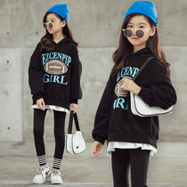 Tide Bala Girl Alphabet Clothing Thickened Suit Autumn Winter 2021 CUHK Tong Fleece with underpants Two sets