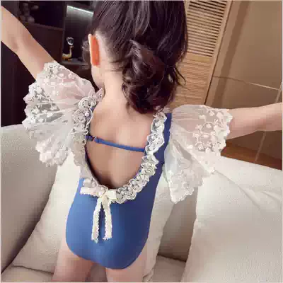 Trendy Bala girl foreign backless swimsuit summer new middle child one-piece swimsuit girl cute swimwear