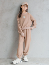 Trend Bala Girl Casual Round Collar Sweater Suit Autumn winter style CUHK Scout loose bundle foot pants Two sets