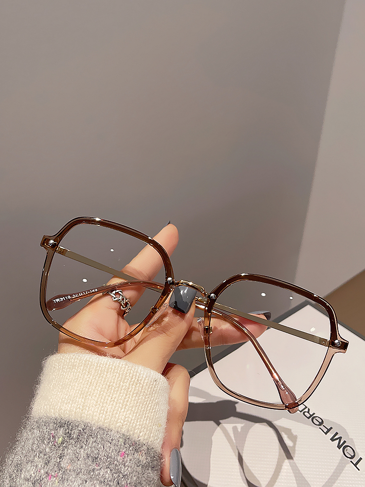 Cence Kaer's law-based no-face artifact big-face glasses square no-degree anti-blue light flat mirror men's and women's same style