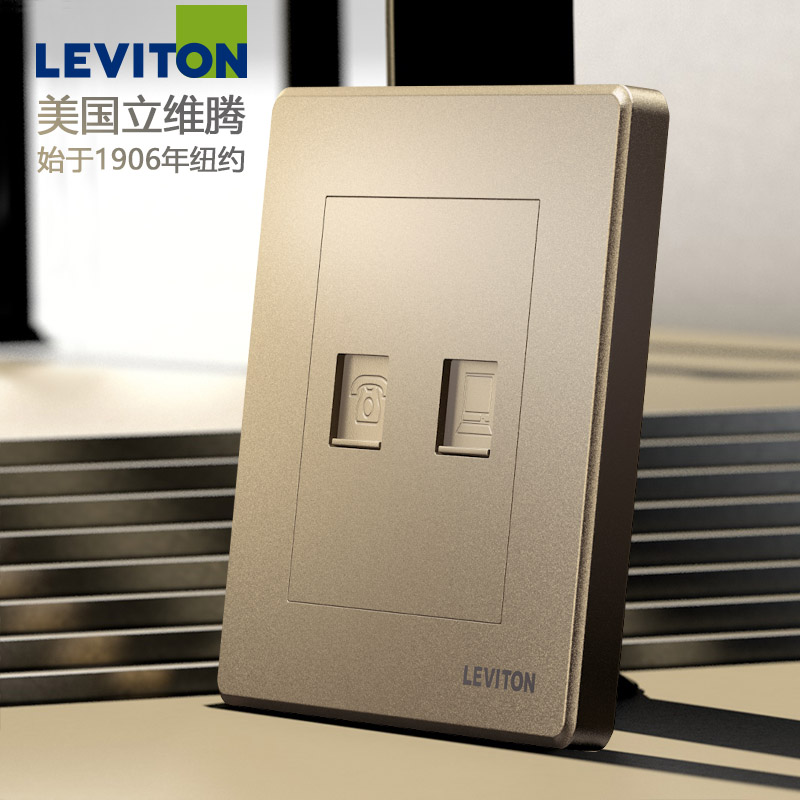 Livetennet Route Socket Panel Multi-Mouth Interface Wall Phone Internet Double Outlet Computer Socket Champagne Gold