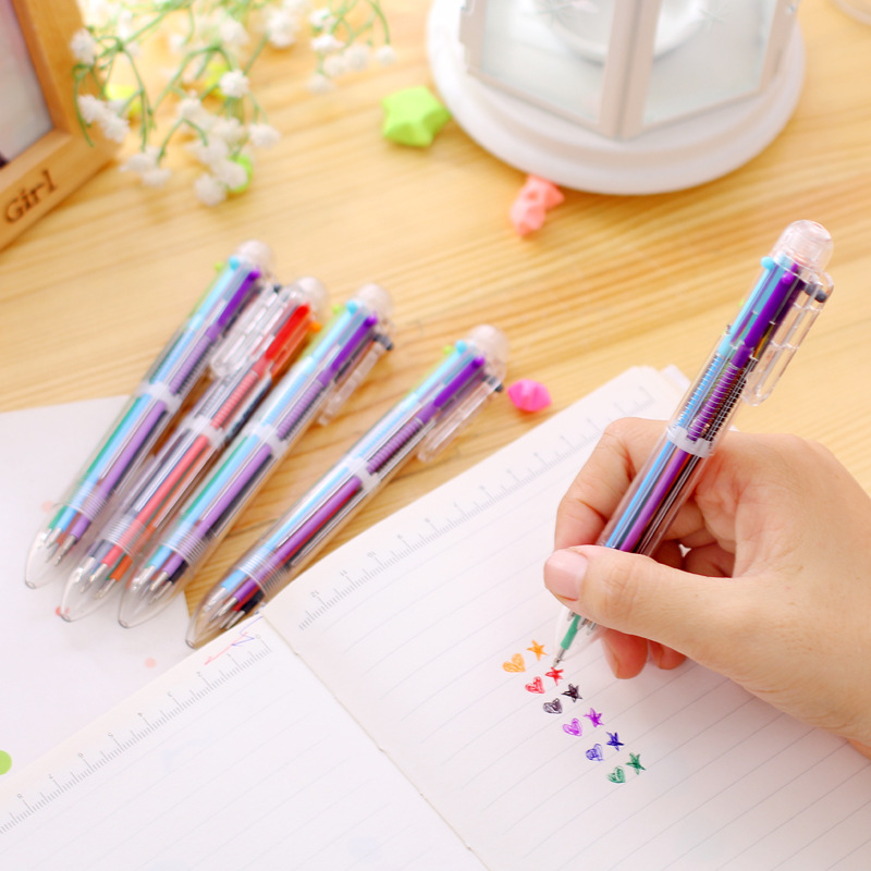 Hand Transcript Special Pen Tool Writing Pen Cute Multicolored Ball Pen Multifunction press Colored Oil Pen 6-Taobao