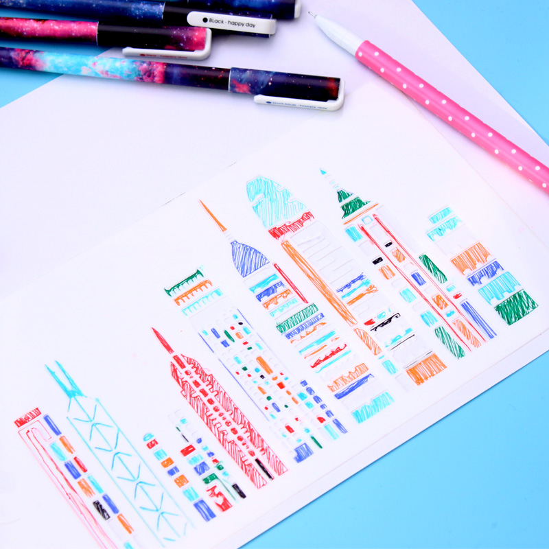 Hand-copied newspaper special pen tool template hand account pen students hand-painted design painting hook line writing color neutral pen