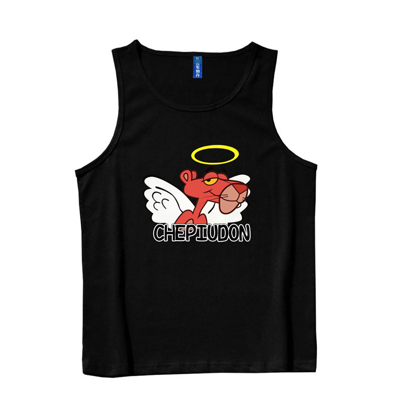 Champion Lion Dan beo màu hồng in vest sinh viên thủy triều nam và nữ cá tính thể thao mùa hè lỏng lớn đang tay t-shirt