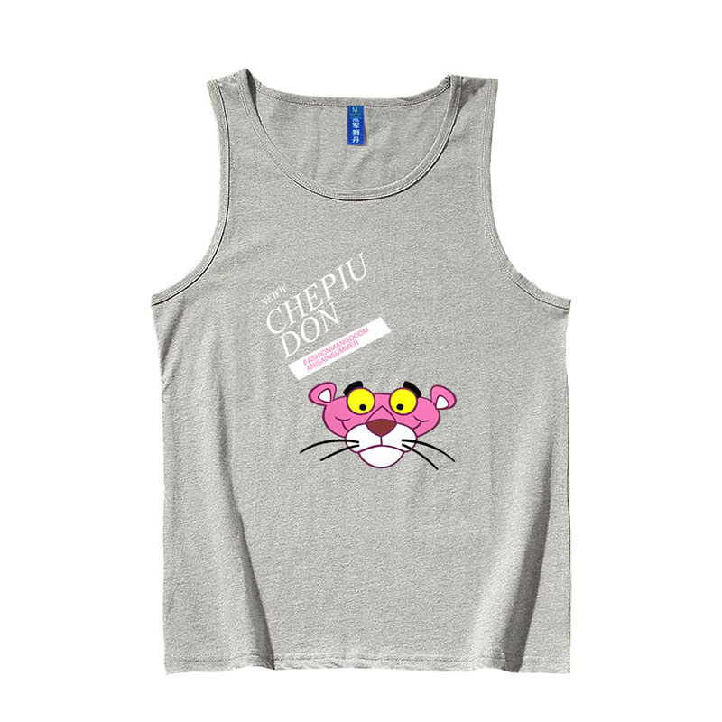 Champion Lion Dan beo màu hồng in vest sinh viên thủy triều nam và nữ cá tính thể thao mùa hè lỏng lớn đang tay t-shirt