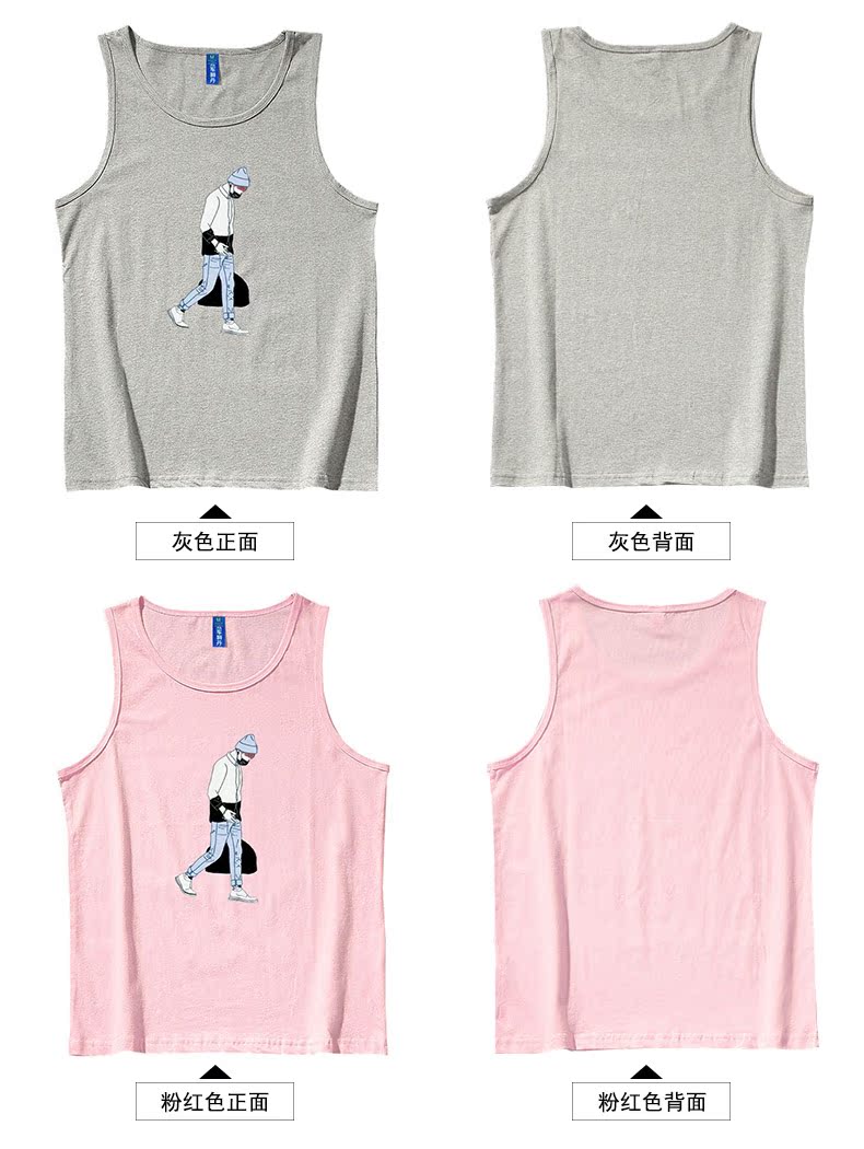 Vô địch Lion Dan Khan vest nam rộng vai thủy triều hình dáng áo thun không tay cotton thể thao rộng vai áo hè - Lót ao ba lo