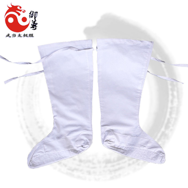 Mitzun Clouds Socks Pure Cotton Hanfu Tied Leg Long Socks Martial Arts Performance Ancient Taoist Practice Socks Children White Dao Socks