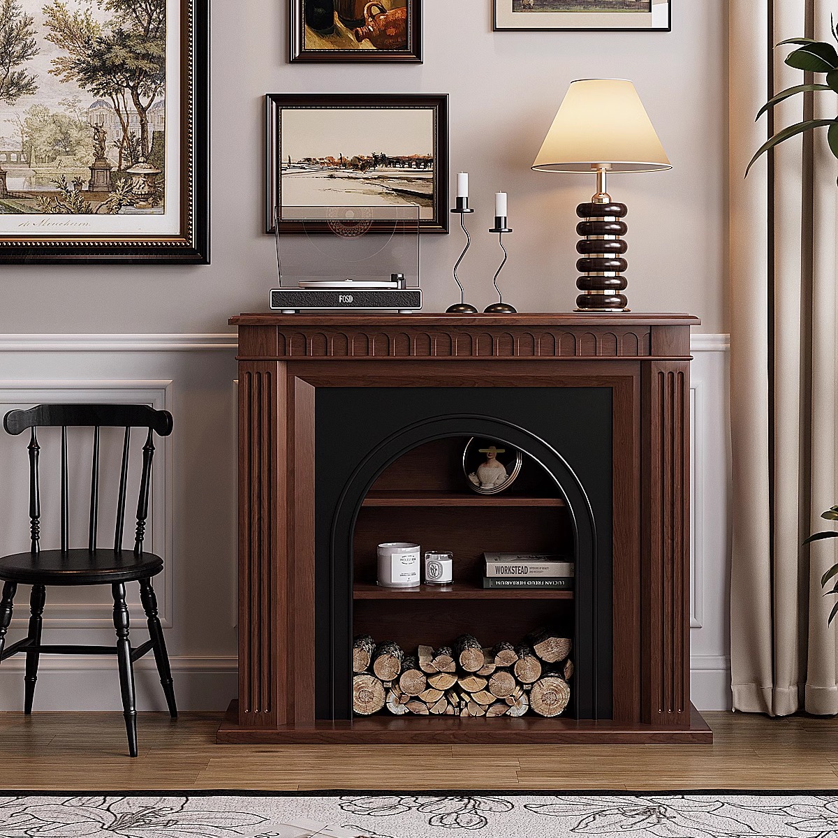 法式带灯艺术壁炉柜怎么选？客厅玄关隔断神器，颜值与实用并存！