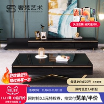 Light luxury tea table TV cabinet combination small apartment Net red Italian tempered glass modern simple telescopic TV cabinet