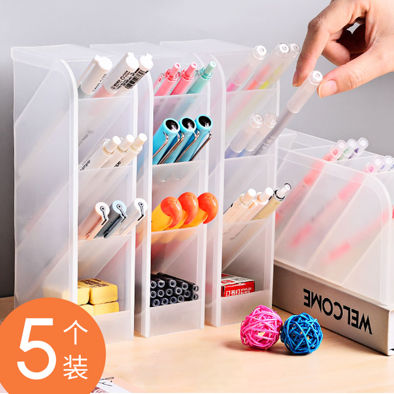 Slow-made oblique pen holder creative fashion cute storage box stationery storage transparent Nordic personality simple female ins student desktop office oblique acrylic multi-function pen bucket large capacity