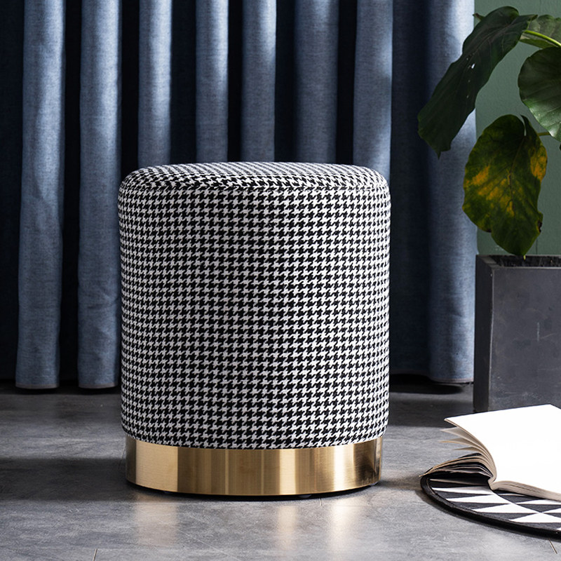 Nordic light luxury round stool modern minimalist designer creative personality sofa footstool low stool fashion fabric makeup stool