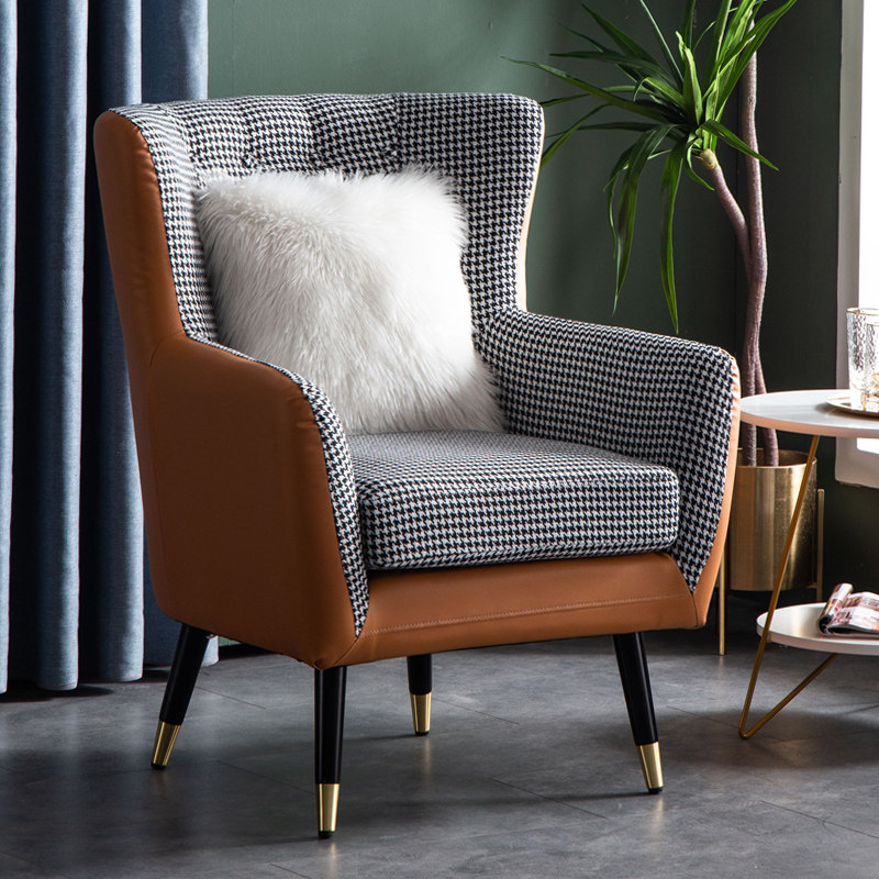 Single sofa Nordic light luxury net red ins lazy small apartment balcony bedroom fabric leather American tiger chair