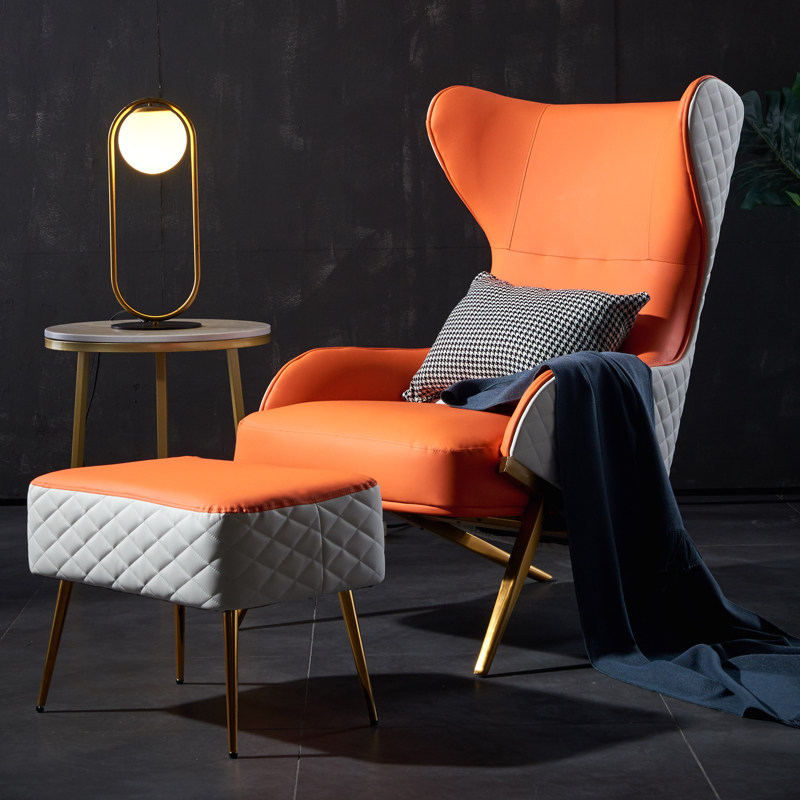 Northern Europe Light Luxury Leather Art Post Modern Sofa Simple Single-Play Leisure Living Room Splice Creative Iron High-Back Tiger Chair