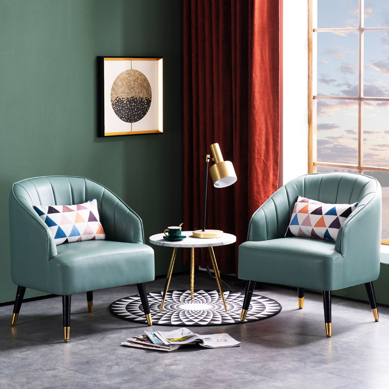 Single sofa light luxury leather art net red lazy bedroom small sofa balcony combination mini reception leisure sofa chair