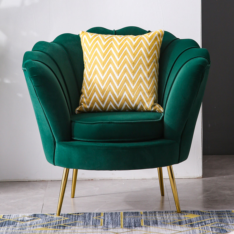 Single sofa Nordic net red light extravaganza Balcony Bedroom Clothing Shop Apartment Flannel with folk style American-style sofa chair