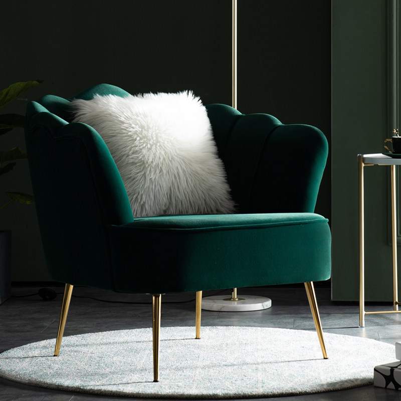 Single-person sofa light luxury red balcony bedroom Nordic clothing shop apartment furnace European style sofa chair