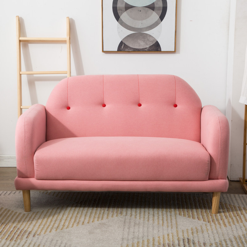 Two-person small apartment sofa Nordic single-three-person sofa art balcony lazy pink clothing shop bedroom sofa
