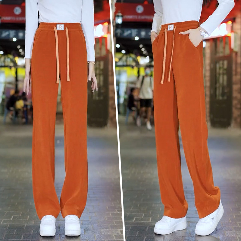 Narrow Banana Pants for Women, Spring and Autumn 2025 New Style, Loose Straight Wide-Leg Pants, Petite Casual Yellow Sports Sweatpants