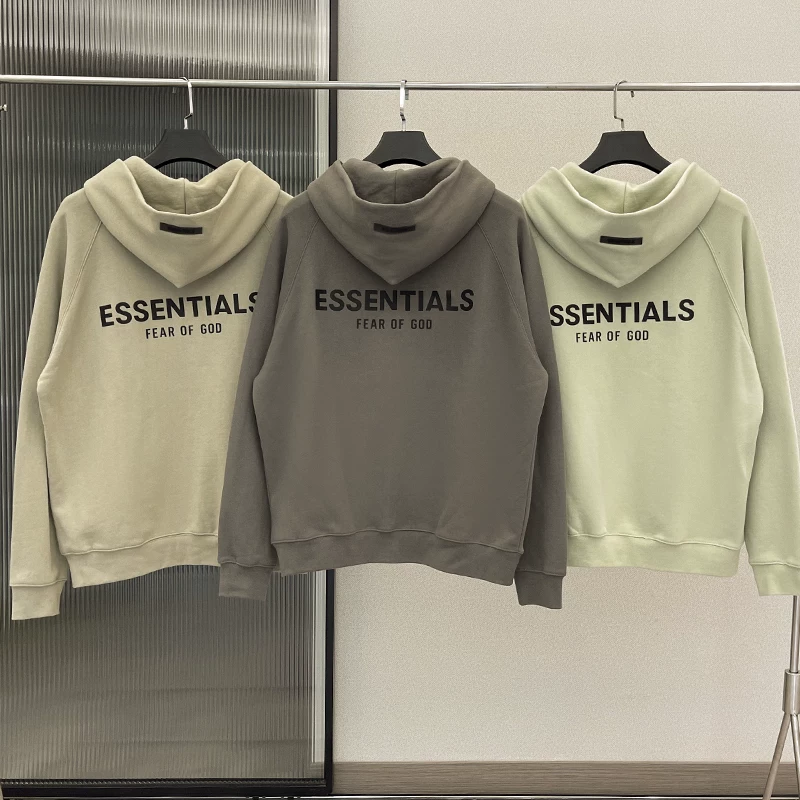 ФОГ Zip худи с капюшоном, многострочный ESSENTIALS, силиконовая молодежная повседневная куртка с капюшоном, свободная зимняя кардиган