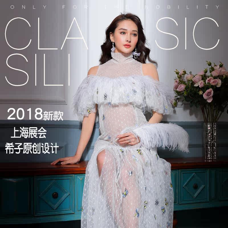 2018 Shanghai exhibition new beautiful photo studio pregnant women photo photography clothing perspective gauze skirt maternity photo clothing