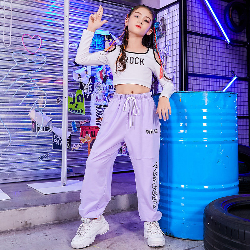 Jazz dance clothing children's girls suits girls street dance trendy summer hip-hop costumes exposed navel training clothes
