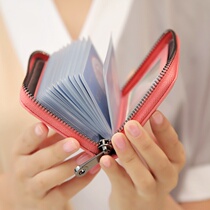 2021 new leather womens card bag small Mini Card Holder card holder large capacity multi card card card card bag tide