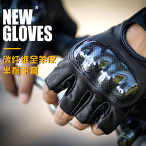 Hard Nuclear Rider Motorcycle Riding Gloves Summer Half Finger Carbon Fiber Maintenance Shell Men And Women Genuine Leather Locomotive Street Cars All Season