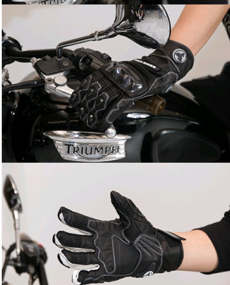 ROCK BIKER đi ​​xe máy găng tay nam sợi carbon chống trượt chống trượt bốn mùa xe máy đua da off-road - Xe máy Rider thiết bị găng tay xe máy