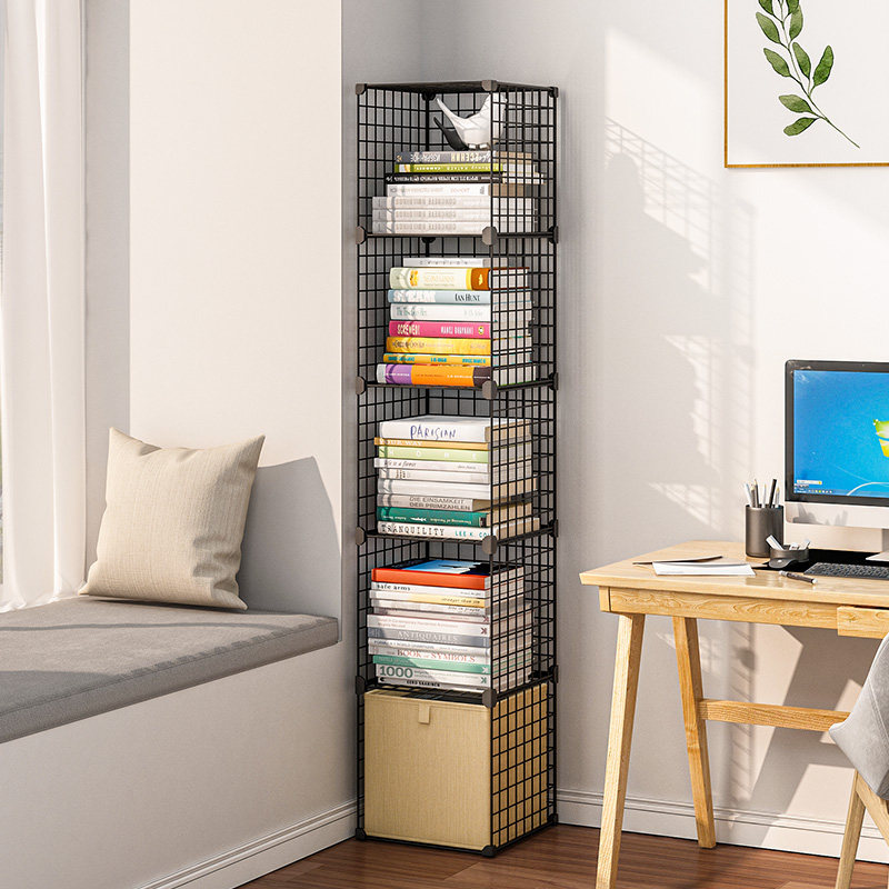 Simple Bookshelf Floor Shelve Small Iron Art Containing Cabinet Bedroom Home Multilayer Children Dormitory Narrow Bookcase