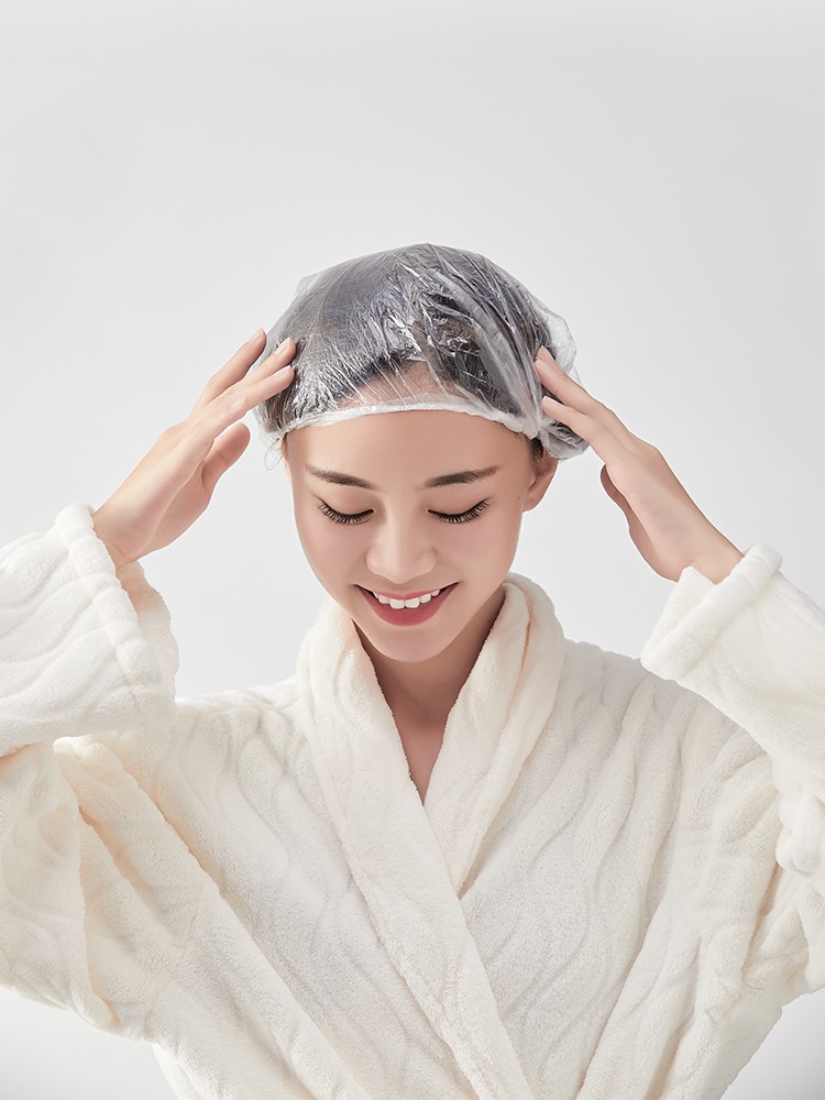 Disposable shower cap disposable shower cap female waterproof bath hair cap baked oil heating hair mask special care thick plastic head