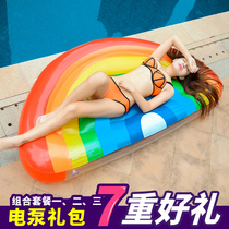 Water adult inflatable pineapple floating row Pineapple watermelon rainbow floating row Cactus floating row floating bed swimming ring